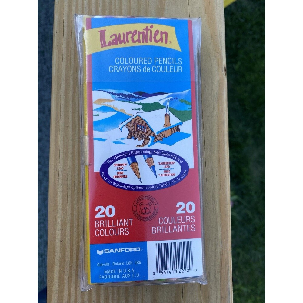 Vtg 80s LAURENTIEN 20 BRILLIANT COLORED PENCILS CRAYONS only 1 Sharp Pencil USA